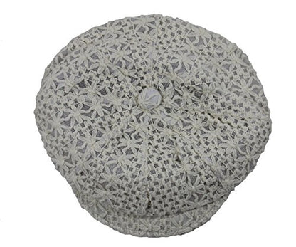 Ladies Summer Crochet Newsboy Hats (Ivory)