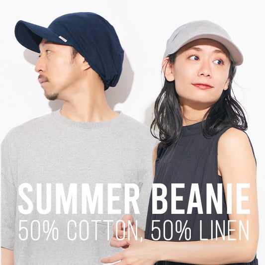 CHARM Summer Beanie for Men - Cotton & Linen Slouchy Visor Beanie Cap for Women Lightweight Knit - color: Gray