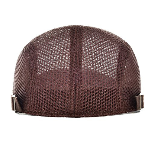 VOBOOM Men Mesh Newsboy Flat Cap Ivy Cabbie Newsboy Cap - color: Coffee
