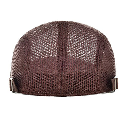 VOBOOM Men Mesh Newsboy Flat Cap Ivy Cabbie Newsboy Cap - color: Coffee