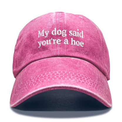 Dog Lover Embroidery Adjustable Classic Washed Distressed Baseball Cap, Dog Lover Cap Gifts for Owner - color: Rose Red