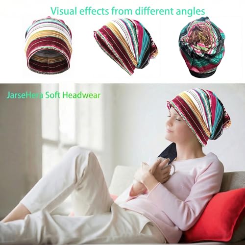 JarseHera Womens Slouchy Beanie Soft Chemo Headwear Breathable Cancer Caps - color: 1 Pair,stripe B