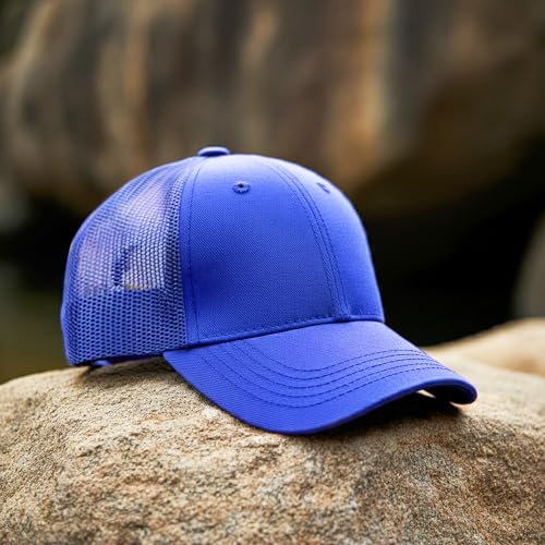 Falari Trucker Hat Baseball Cap Structured Plain Design 6 Panel, Adjustable Size - color: 1pk Royal
