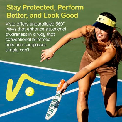 VISTO Transparent Brim Visor – Obstruction Free Visibility - UV Sun Protection – Perfect for Golf, Pickleball, and Tennis - color: Yellow