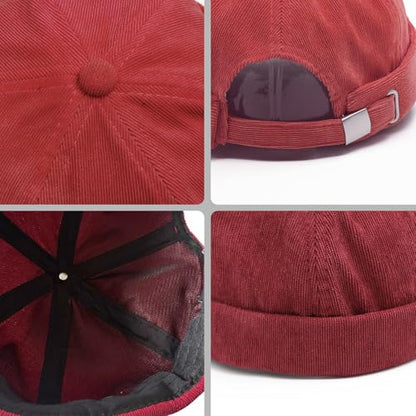 Unisex Stylish Rolled Cuff Skull Cap Adjustable Brimless Hat - color: Wine Red