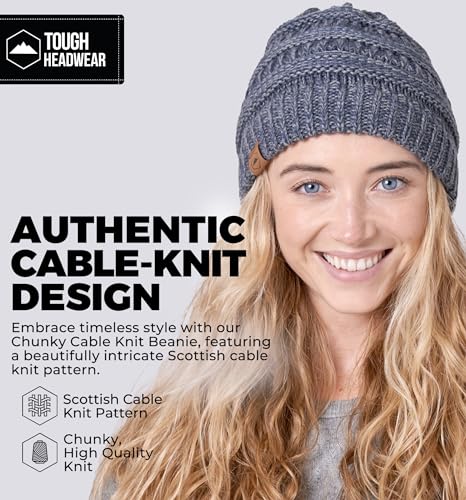Tough Headwear Slouchy Beanie Hat - Itch-Free Winter Hats for Women - Stretchable Beanies for Women - Acrylic Winter Gear - color: Gray Melange