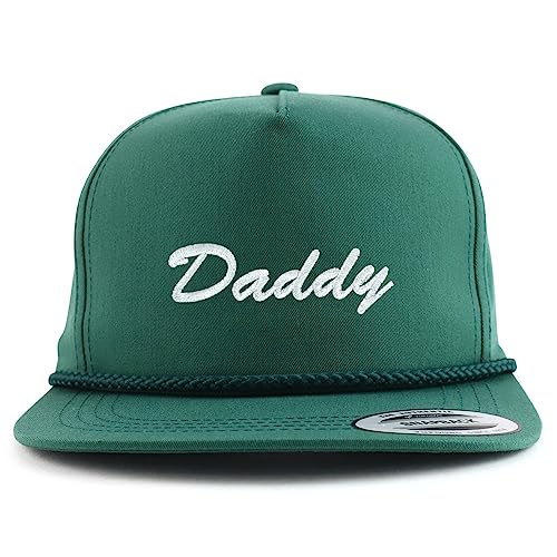 Trendy Apparel Shop Daddy Embroidered 5 Panel Flatbill Braid Snapback Golf Cap - color: Spruce