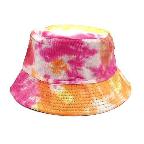 Tie Dye Bucket Hat Reversible Cotton Multicolored Fisherman Cap Packable Sun Hat - color: Multicolor B