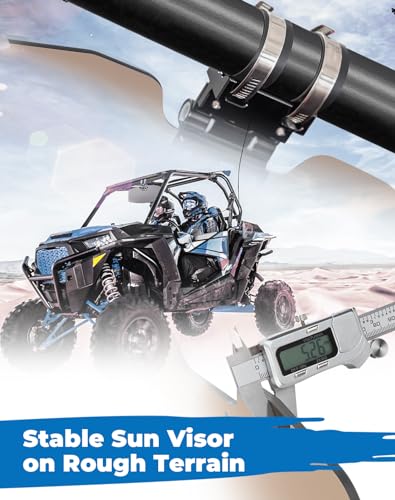 KEMIMOTO Oversized UTV Sun Visor Large Surface Fit 1.5-2 inches Roll Bars - size: 15.4 x 8.3 inches