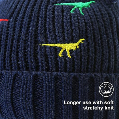 BAVST Baby Beanie Hat for Winter with Earfalp Cute Bear Kids Toddler Girls Boys Warm Knit Cap 0-2Years - color: D-navy, size: 6-12 Months