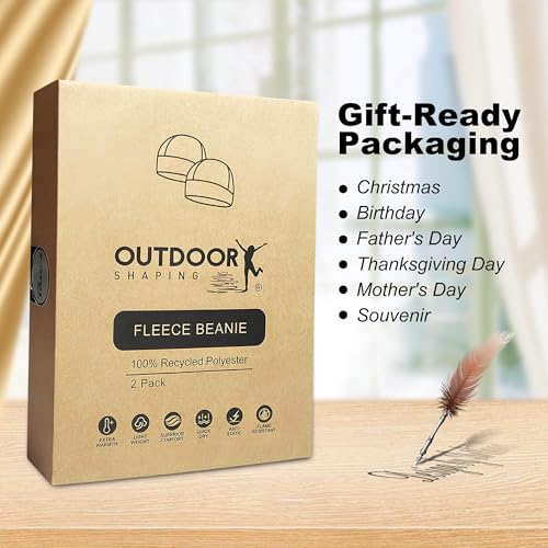OUTDOOR SHAPING 2 Pack Tactical Fleece Watch Caps, Winter Beanies - color: Black+navy