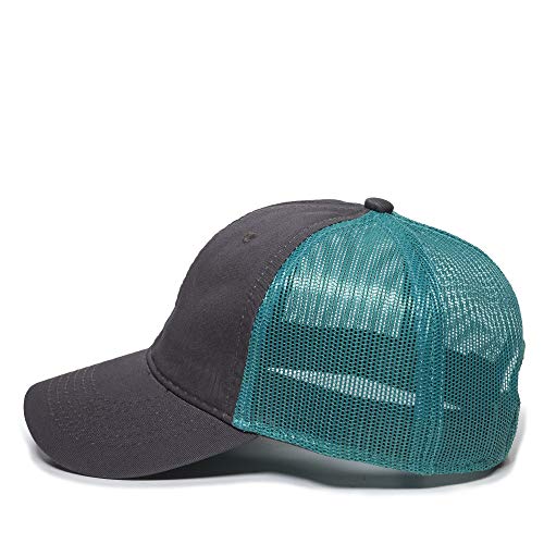 Outdoor Cap Garment Washed Meshback Cap - color: Charcoal/Aqua
