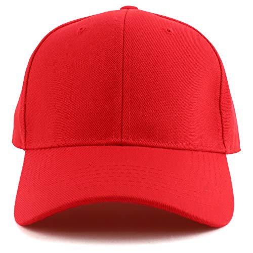 Trendy Apparel Shop Big Size Oversized Plain Structured Fitted Baseball Cap - color: Red, size: 7 1/4