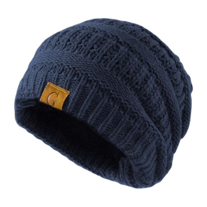 Women's Men Knit Slouchy Baggy Navy Beanie Oversize Winter Hat Ski Fleece Slouchy Cap