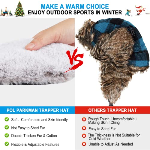 Winter Trapper Hat for Men Women, Russian Ushanka Aviator Warm Cold Trooper Hat for Skiing Hunting Black