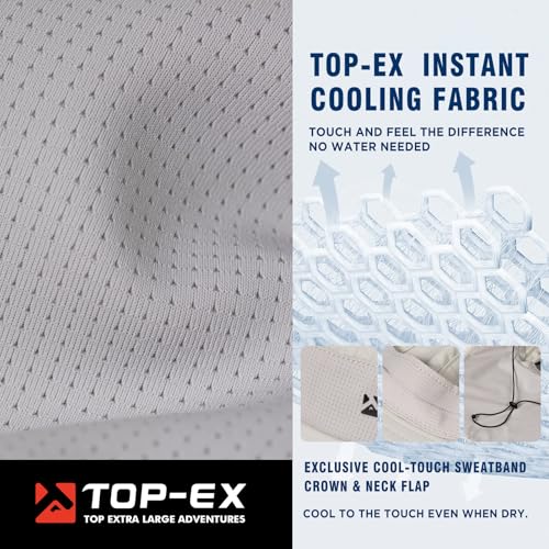 TOP-EX UPF 50+ Cooling Wide Brim Sun Hat for Men with Neck Flap, Packable - color: Glacier Grey, size: Medium