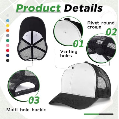 Suhine 24 Pcs Blank Trucker Hat Bulk,Unisex Baseball Cap - color: Multicolor 2