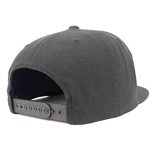 Trendy Apparel Shop Number 14 White Thread Embroidered Flat Bill Snapback Baseball Cap - color: Charcoal