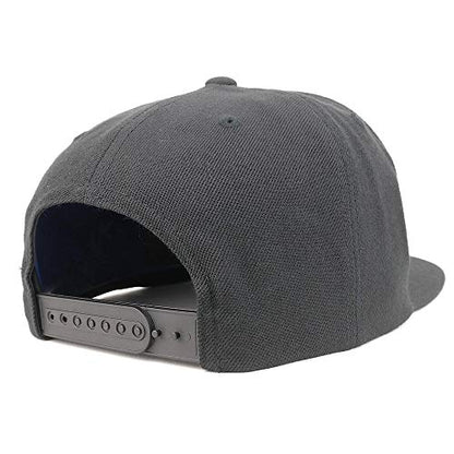 Trendy Apparel Shop Number 4 Gold Thread Flat Bill Snapback Baseball Cap - color: Charcoal