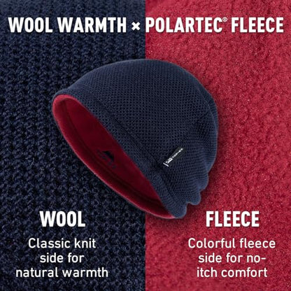 TOP-EX PolarWool™ Wool Beanie Hat for Men Women Fleece Lined Skull Cap Winter Knit Hat Watch Caps Reversible & Windproof - color: Navy Blue, size: X-Large-XX-Large