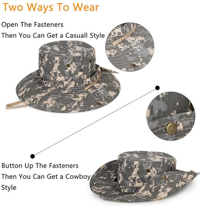 Camouflage-Sun Hat for Men-Women-Breathable-Boonie Hats-Fishing Bucket Cap