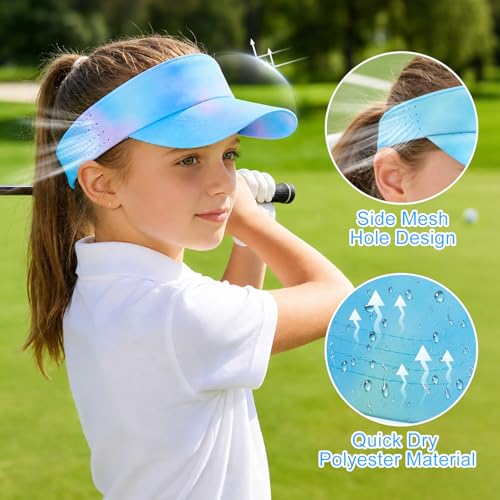 Kids Sun Visor Hats for Girls Boys Reflective Sports Hats Summer Beach Running Tennis Golf Caps Age 8-14 - color: No Reflective Strip-gradient Blue/Green