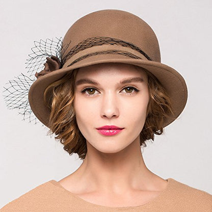 Maitose™ Women's Wool Felt Bowler Hat - color: Camel