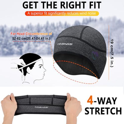 HASAGEI Winter Thermal Skull Cap for Men Windproof Helmet Liner with Full Ear Coverage & Eyewear Slots, Cycling Motorcycle - color: Grey