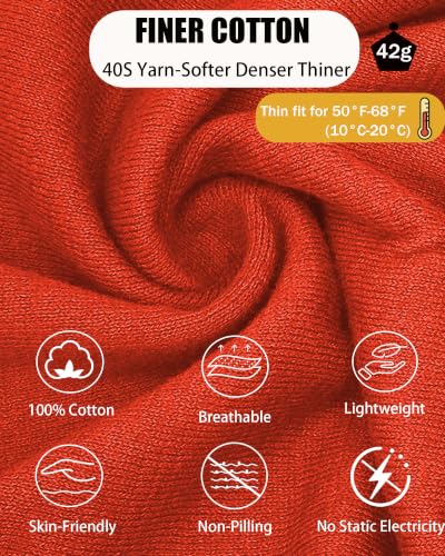Thin 100% Cotton Fine-Knit Beanie Hat Slouchy Soft Chemo Skull Cap - color: 1-orange
