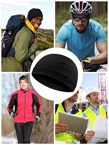 Syhood 4 Cotton Skull Caps for Men Women Sleep Night Hat Beanie - color: Black