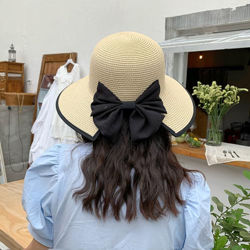 Womens Mens Wide Brim Straw Panama Hat Beach Sun Hat Summer Wide Brim Straw Roll up Hat Fisherman's UPF 50 - color: -White