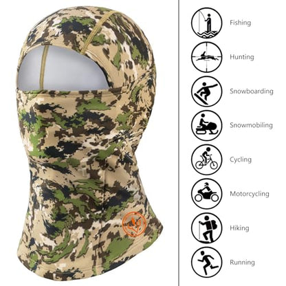 BASSDASH Winter Balaclava Fleece Ski Mask Ninja Hood Neck Warmer Fishing Hunting - color: Highland