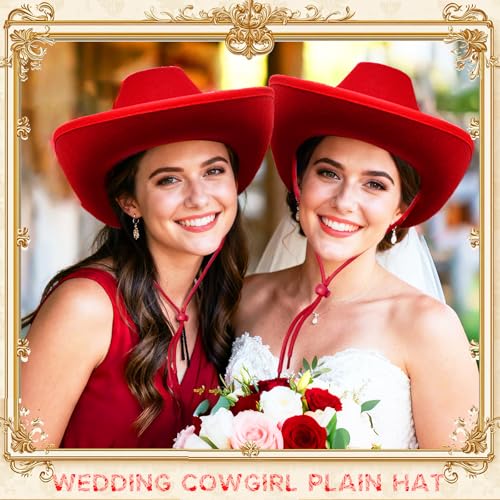 Cowgirl Hat,Western Cowboy Hats Wild West Classic Wide Brim Headwear for Men Women Halloween Cosplay,Themed Party - style: Red Cowgirl Hat