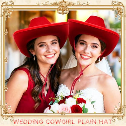 Cowgirl Hat,Western Cowboy Hats Wild West Classic Wide Brim Headwear for Men Women Halloween Cosplay,Themed Party - style: Red Cowgirl Hat