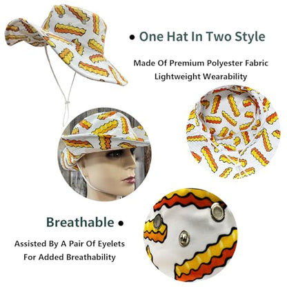 Funny Sun Hat for Men Women Wide Brim Bucket Hat Hiking Boonie Hat Summer Beach Fishing Caps - color: French Fries
