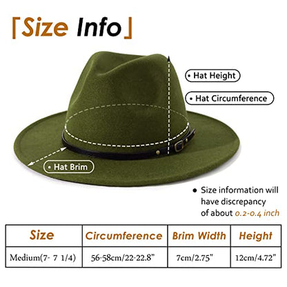Lisianthus Women Belt Buckle Fedora Hat - color: Olive-green