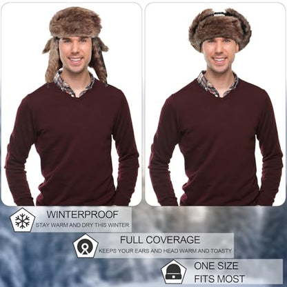 SATINIOR 1 Pcs Unisex Trapper Hat with Chin Strap Earflaps Hat - color: Brown
