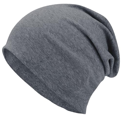 ROYBENS 100% Cotton T-Shirt Beanie for Women Men Slouchy Soft Skull Cap - color: 1pcs-dark Grey