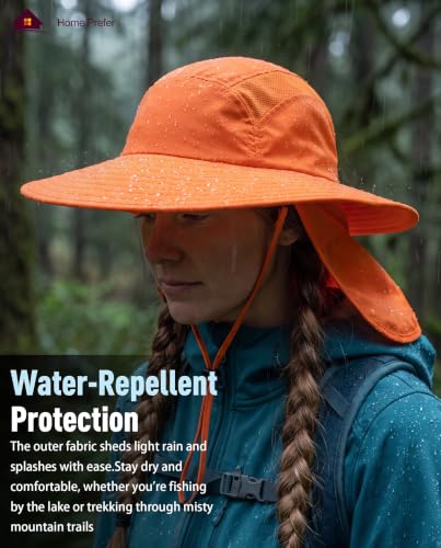 Home Prefer UPF 50+ Sun Hat with Neck Flap Wide Brim Fishing Hat for Men - color: Bright Blue