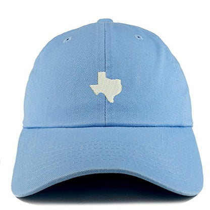 Trendy Apparel Shop Texas State Map Embroidered Low Profile Soft Cotton Dad Hat Cap - color: Sky