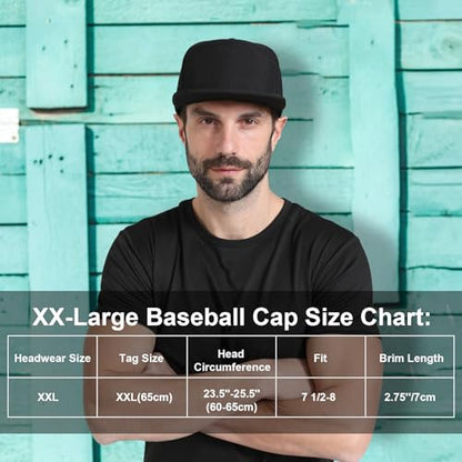 Mens Oversize XXL Flat Brim Baseball Cap - color: Dark Gray