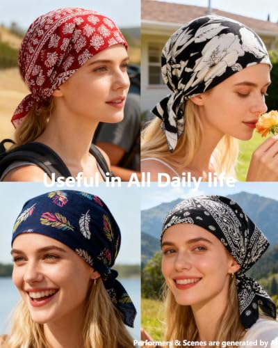 Chemo Headwear for Women Head Scarf Hats Beanie Coverings Scarves - color: Navy Pattern