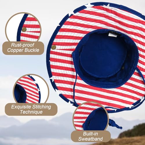 Bucket Hat UV Protection Sun Hat, Boonie Fishing Safari Hats for Outdoors - color: Flag Blue