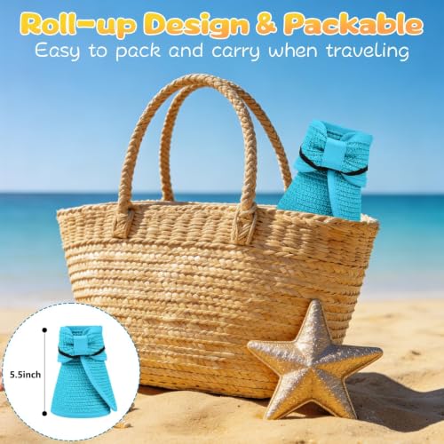 ZOORON Girls Straw Sun Visor Hat, Wide Brim Ponytail Beach Hat with Bow - color: Seablue