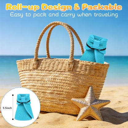 ZOORON Girls Straw Sun Visor Hat, Wide Brim Ponytail Beach Hat with Bow - color: Seablue