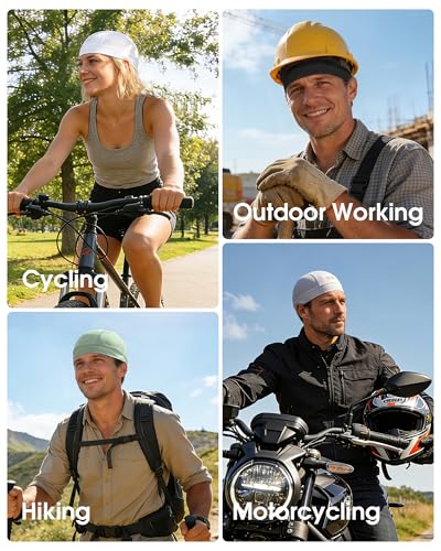 SUNMECI 2Pcs Camo Breathable Mesh Helmet Liner Skull Cap Cooling Cycling Moisture‑Wicking Hard Hat for Men Women - color: Black&gray