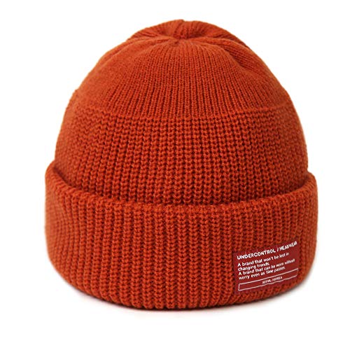 UNDERCONTROL Winter Trawler Fisherman Beanie Men Women Unisex Stylish Plain Docker Skull Hat Roll up Watch Cap Color Pack - color: Orange