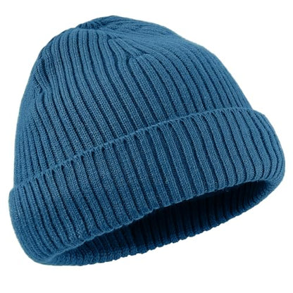 Clakllie Swag Beanie for Men Cuffed Thick Knitted Hat Warm Winter Hats Plain Stocking Skullcap Stretchy Fisherman Beanies Hat - color: Cdus-kh43-blue