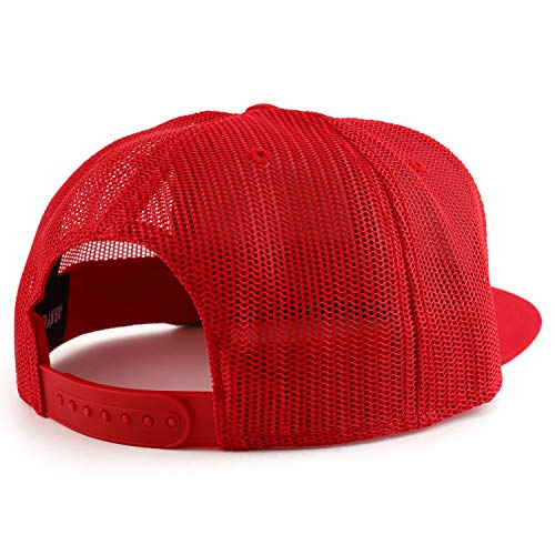 Armycrew Oversize XXL Blank Flatbill Mesh Snapback Cap - Red - 2XL