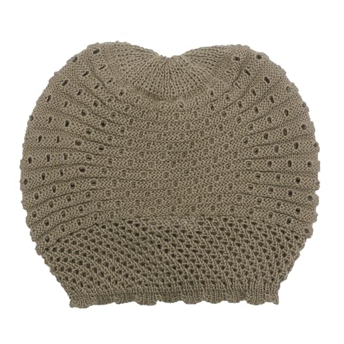 ZLYC Crochet Slouchy Beanie for Women Soft Lightweight Skull Cap - color: Plain Khaki